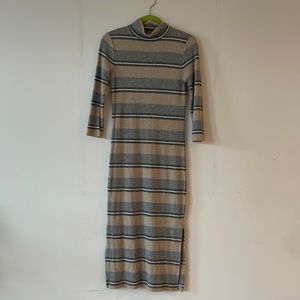 Banana Republic 3/4 sleeve ribbed striped turtleneck sweater dress